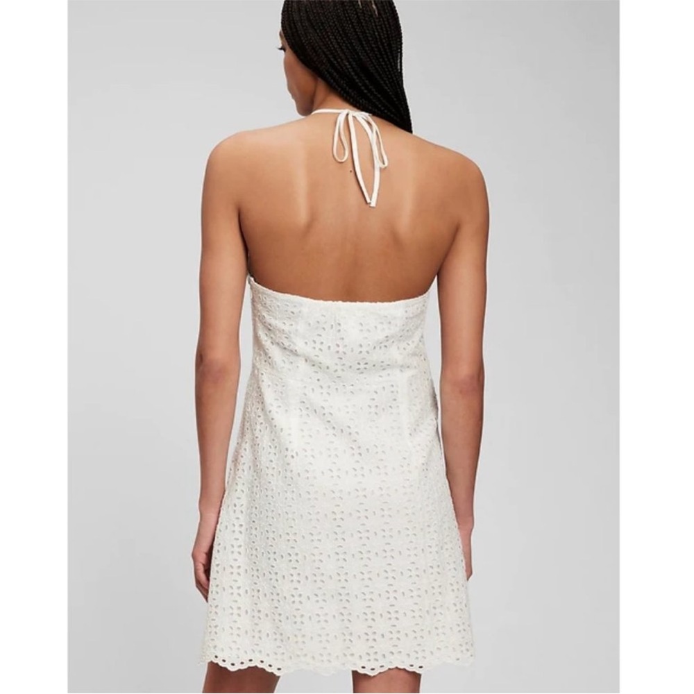 GAP Halter-neck Eyelet White Dress‎ Size 8 Tall - Picture 3 of 12